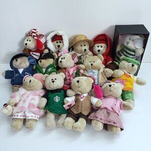 Lot of 14 Starbucks Bearista Stuffed Plush Bears ALL with tags Seattle & Denmark